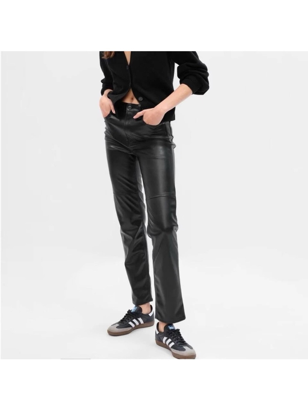 GAP Cheeky Straight High Rise Black Vegan Leather Jeans Pants